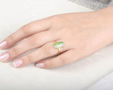 Fused Green Turquoise Ring - Prong Set Gold Plated Ring - Prehnite Hexagon Gemstone Ring - Gift for Her - 925 Silver Ring - Cocktail Ring